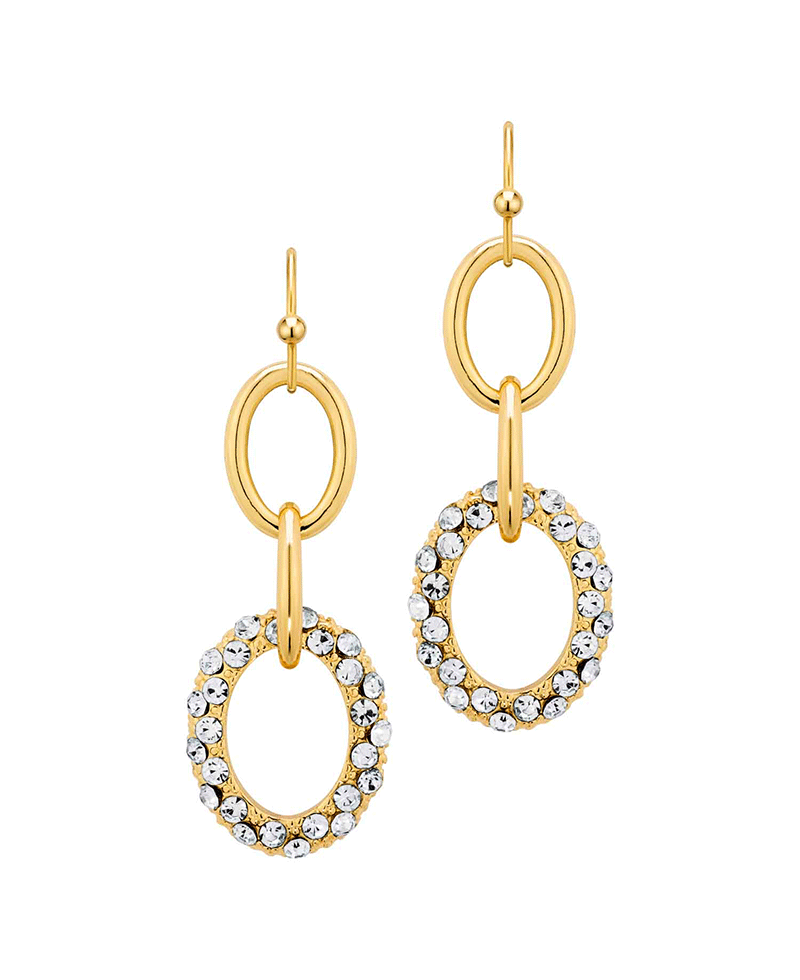 Metal w/ Crystal Circle Link Earring