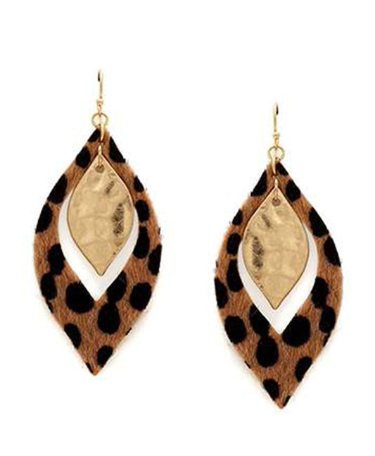 Leopard Marquise Shape w/ Metal Earring