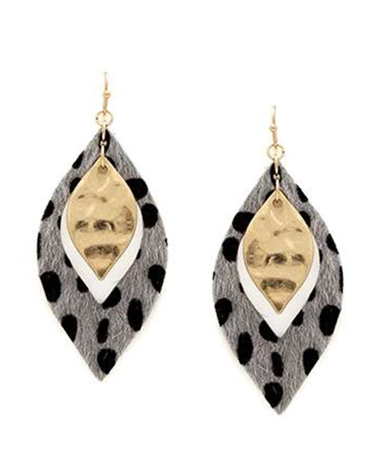 Leopard Marquise Shape w/ Metal Earring