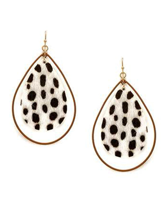 Leopard Teardrop Shape w/ Metal Earring
