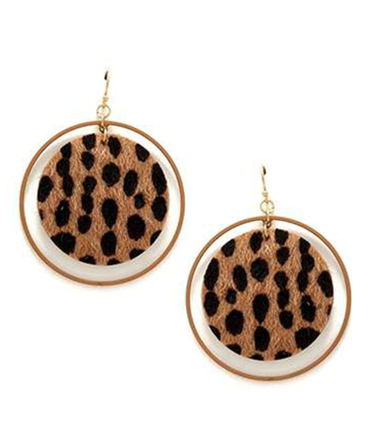 Leopard Round Shape w/ Metal Earring