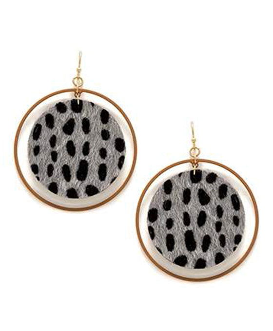 Leopard Round Shape w/ Metal Earring
