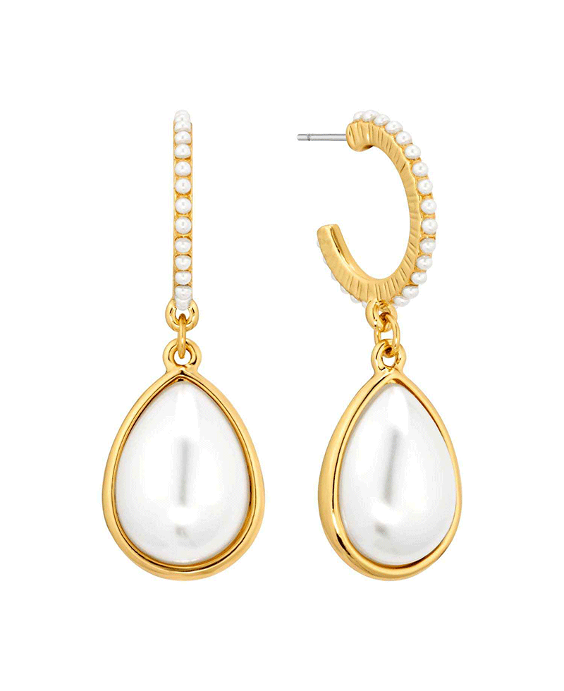 Pearl Accent Huggie Earring
