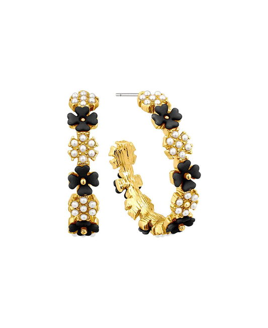 Pearl & Metal 30mm Hoop Earring