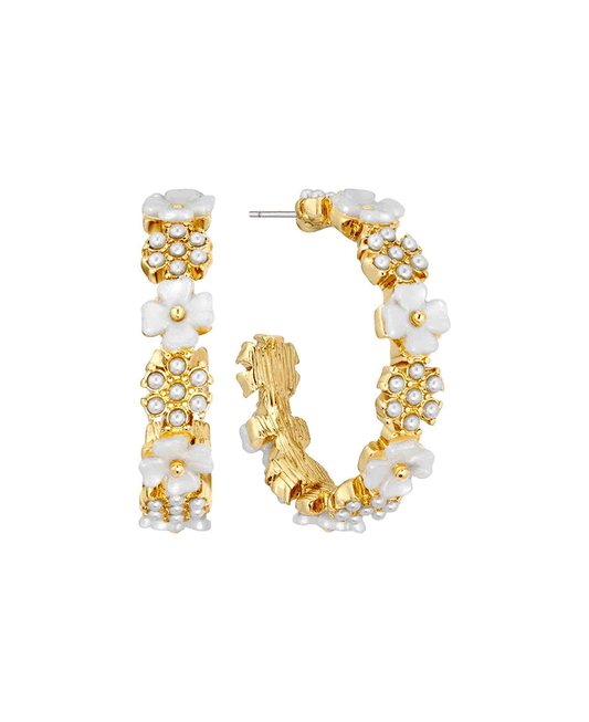 Pearl & Metal 30mm Hoop Earring