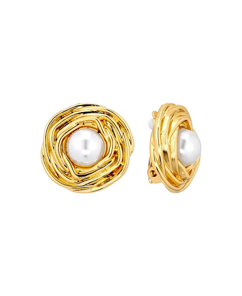 Pearl & Metal Clip On Earring