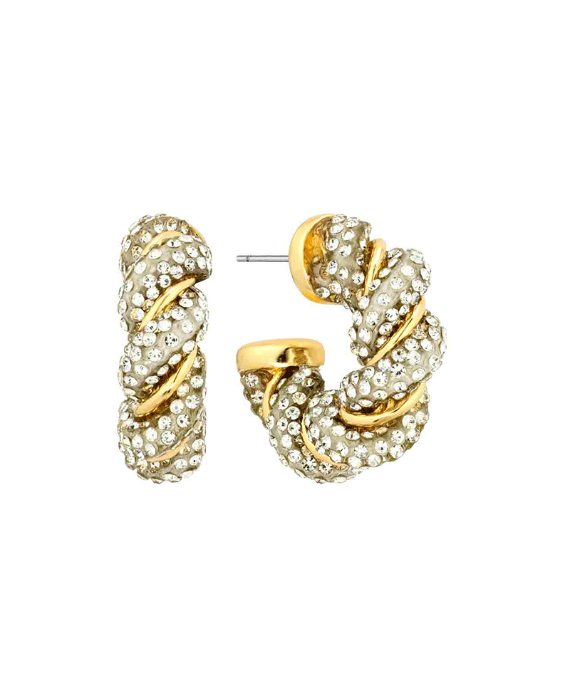 Metal w/ Rhinestone 30mm Hoop Earring