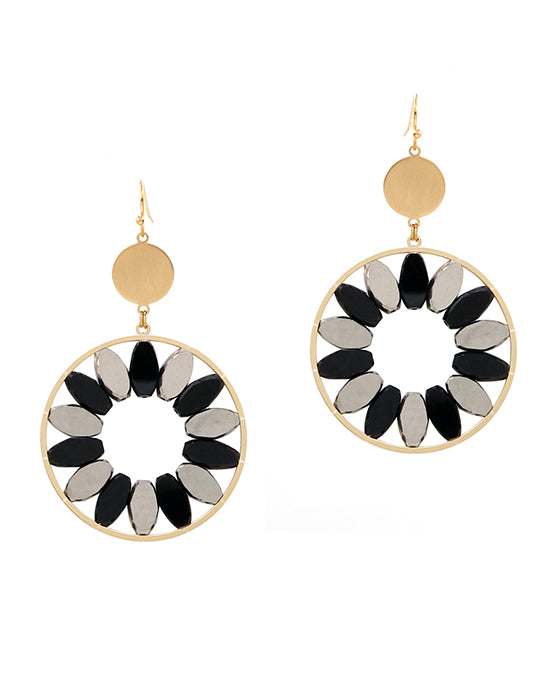 Oval Glass Beaded Circle Earring