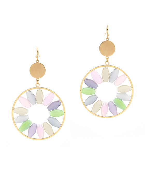 Oval Glass Beaded Circle Earring