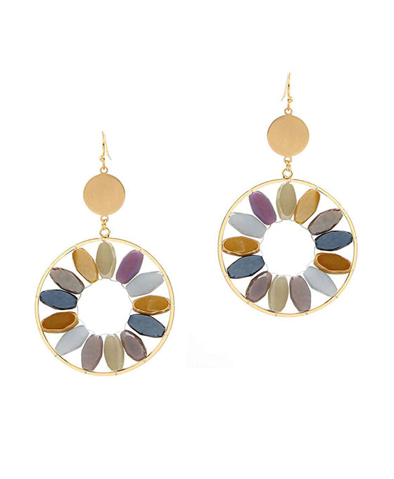 Oval Glass Beaded Circle Earring
