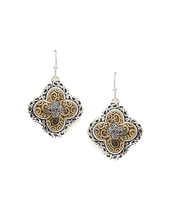 Quatrefoil Tailored w/ Filigree Earring