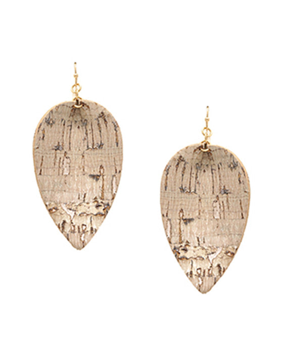 Leaf Shape Cork Earring