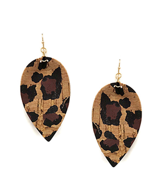 Leaf Shape Cork Earring