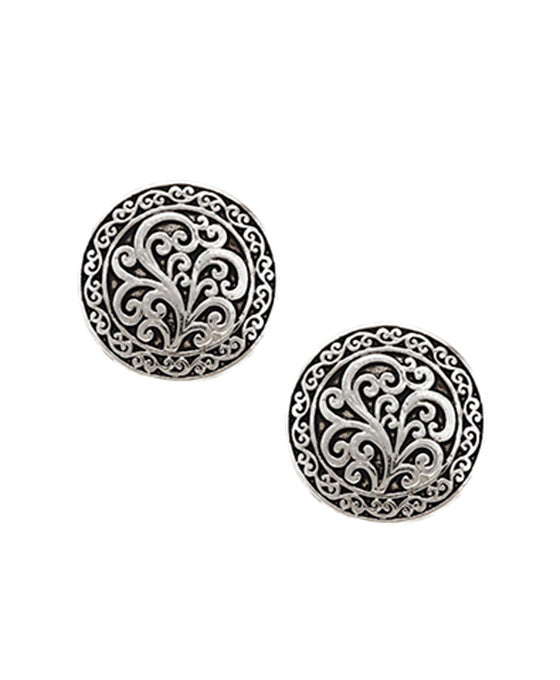 Round Tailored w/ Filigree Clip Earring