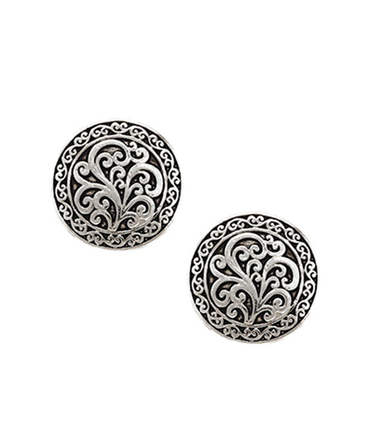 Round Tailored w/ Filigree Clip Earring