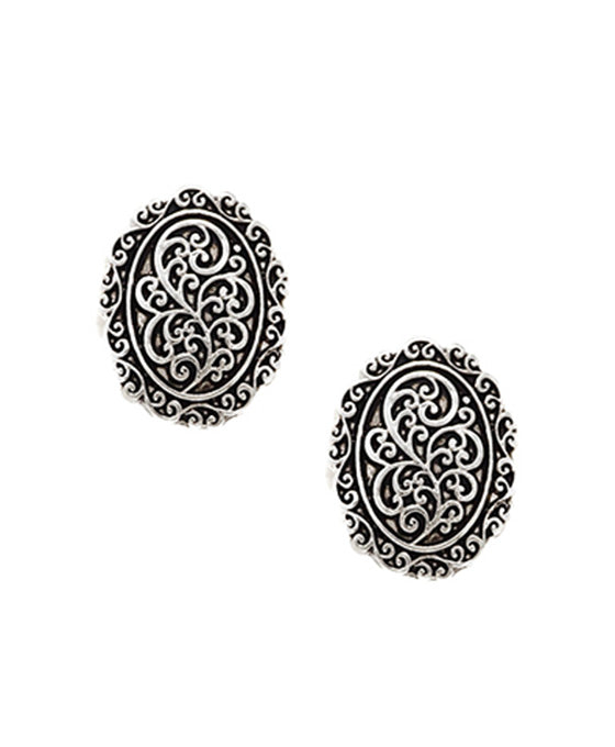 Oval Tailored w/ Filigree Clip Earring