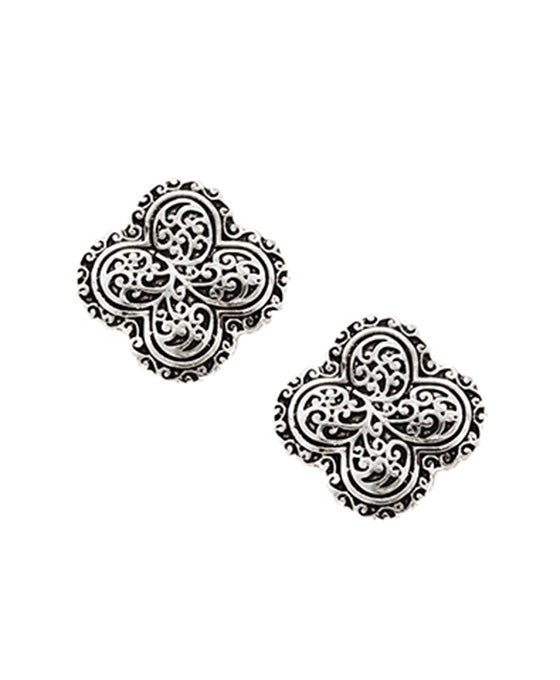 Quatrefoil Tailored w/ Filigree Clip Earring