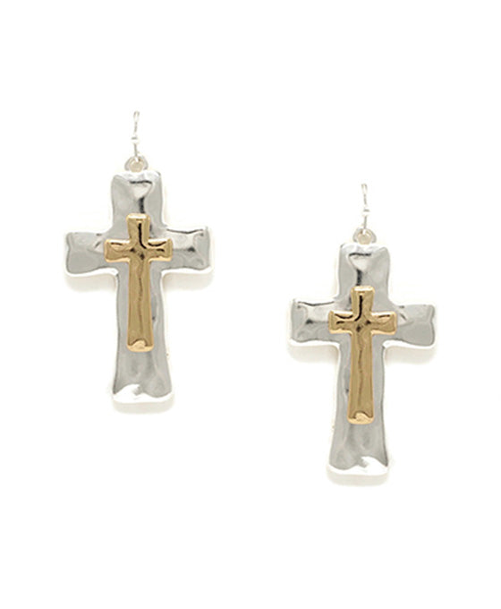 Cross w/ Hammered Earring