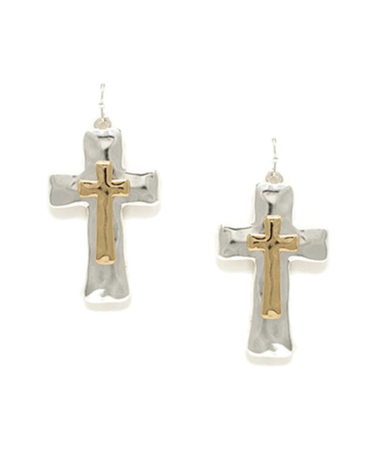Cross w/ Hammered Earring