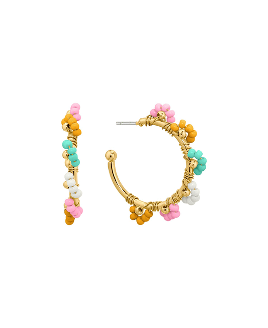 Colored Seed Beads Hoop Earring