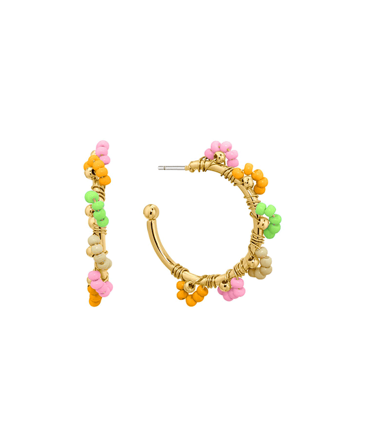 Colored Seed Beads Hoop Earring
