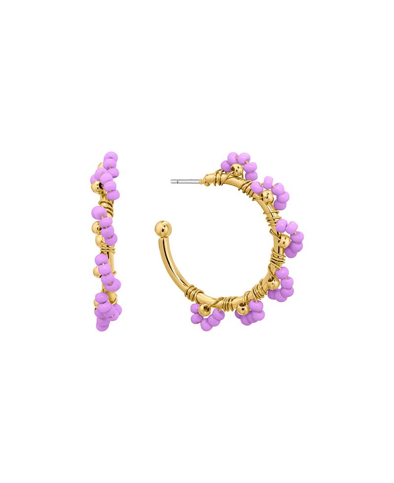 Colored Seed Beads Hoop Earring