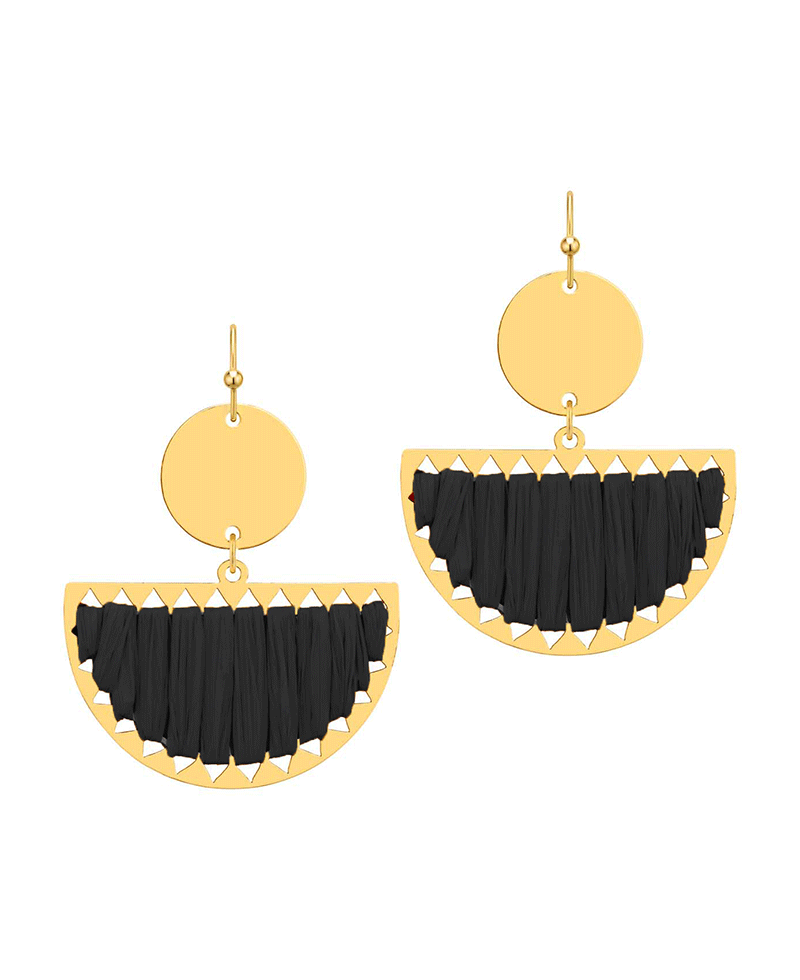 Raffia Half Circle Earring