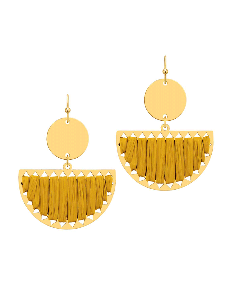 Raffia Half Circle Earring