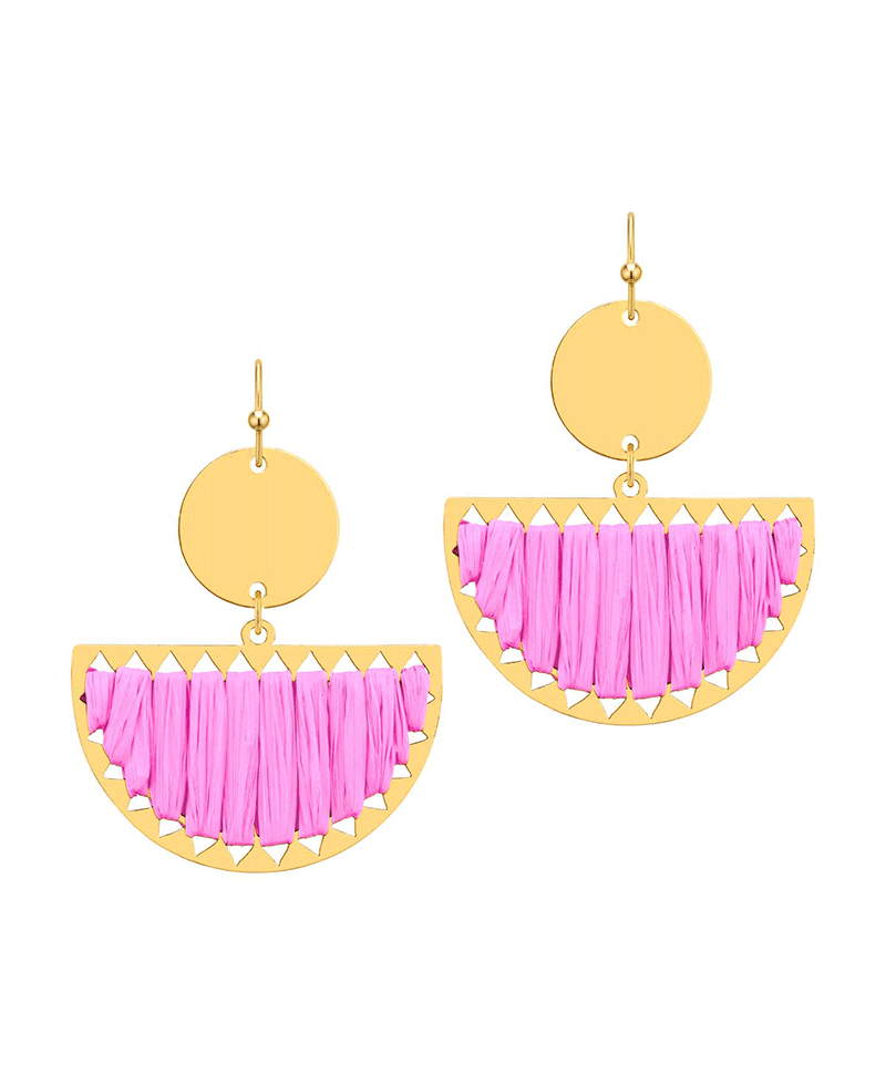 Raffia Half Circle Earring
