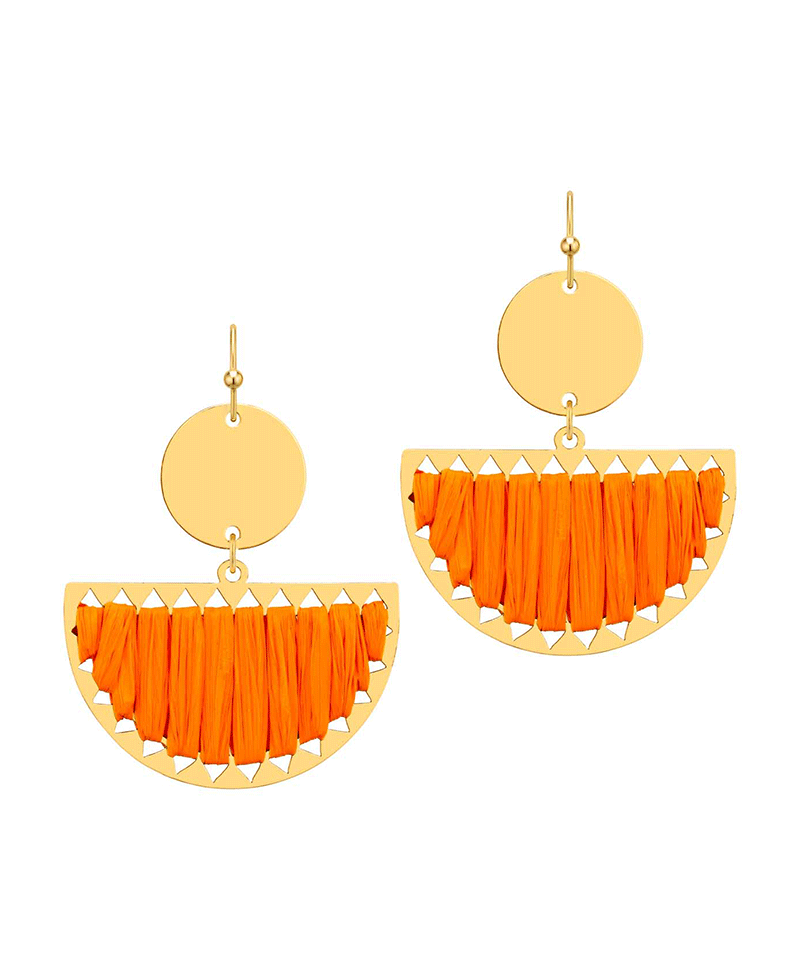 Raffia Half Circle Earring