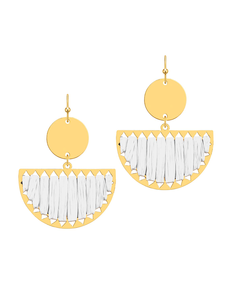 Raffia Half Circle Earring