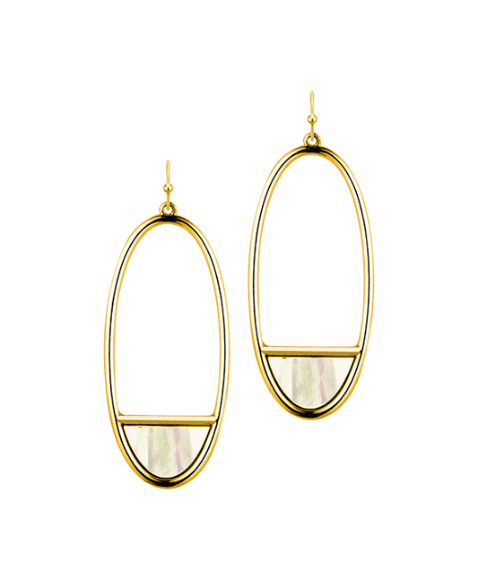 Mop Oval Metal Earring