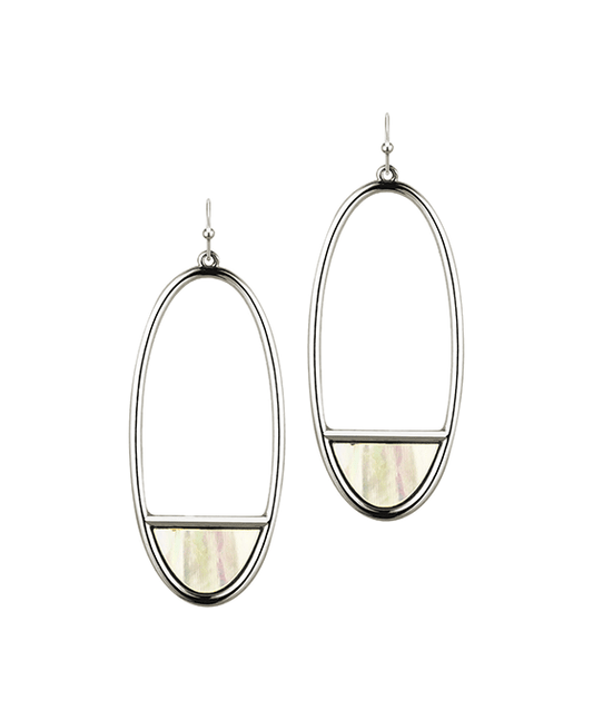 Mop Oval Metal Earring