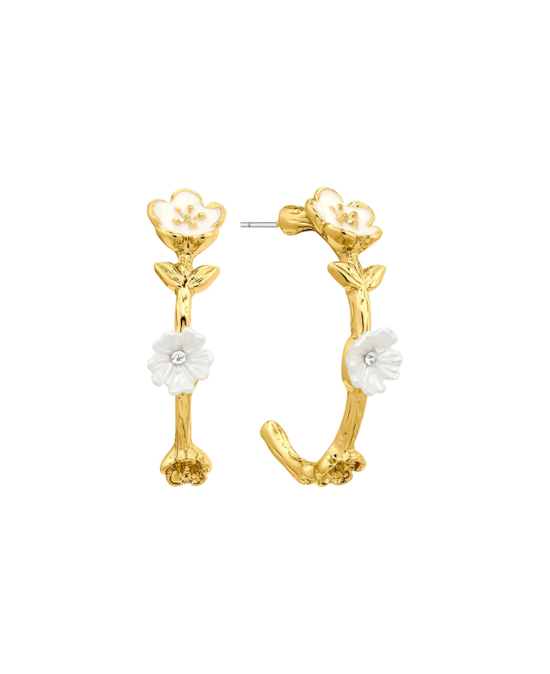 Pearl & Epoxy Flower Hoop Earring