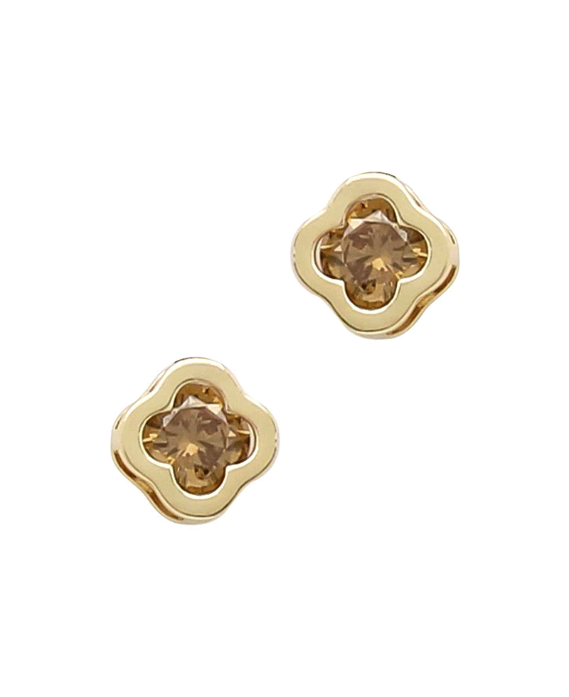 Glass Stone Clover Earring