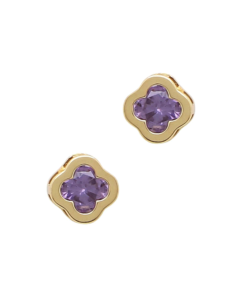 Glass Stone Clover Earring