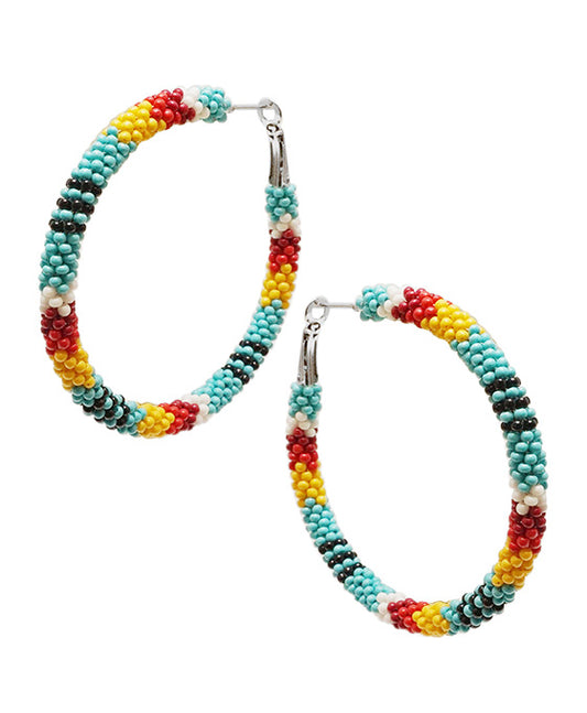 Seed Bead Hoop Earring