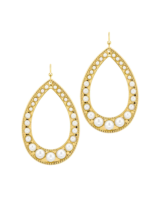 Metal w/ Pearl Teardrop Earring