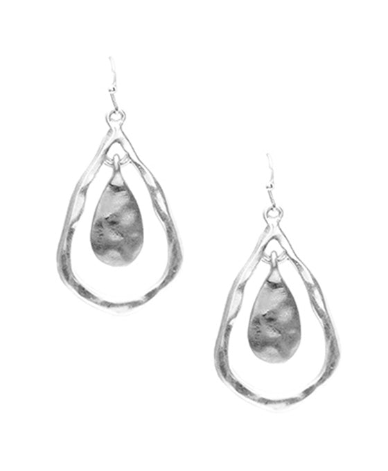 Teardrop Hammered Metal Earring
