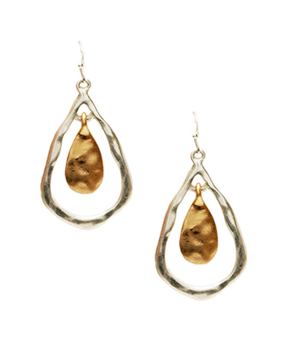 Teardrop Hammered Metal Earring
