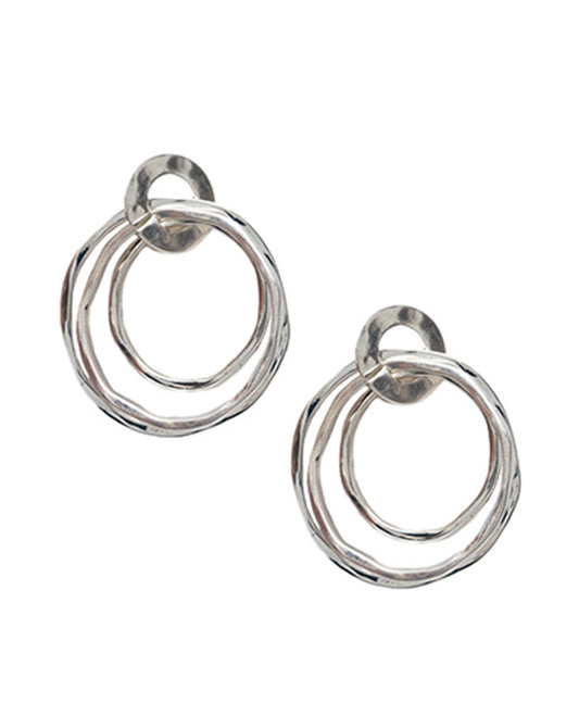 Circle Hammered Metal Earring