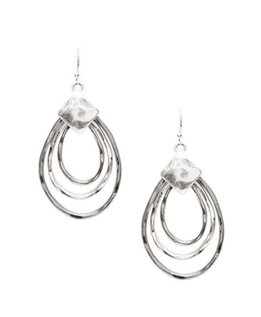 Teardrop Hammered Metal Earring