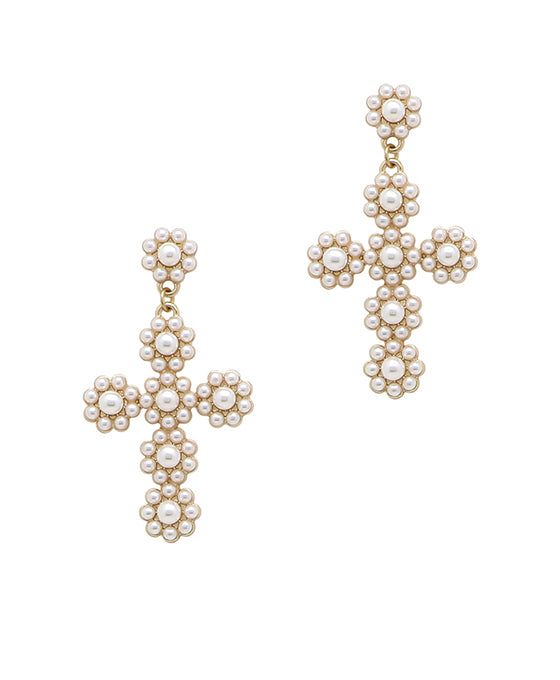 Pearl Cross Post Earring