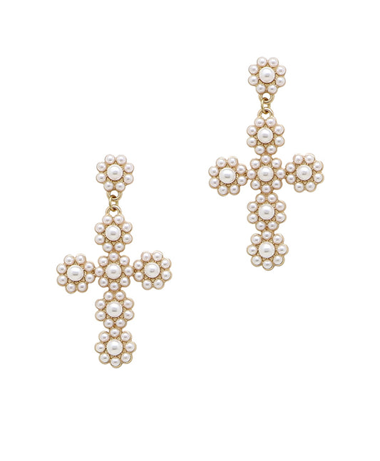 Pearl Cross Post Earring