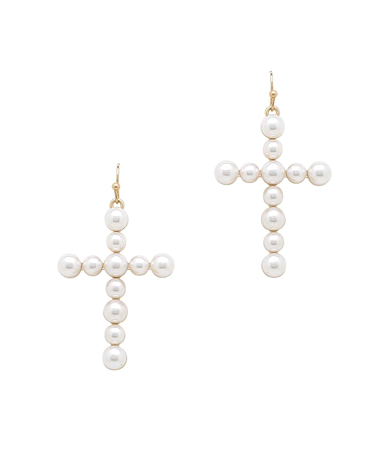 Pearl Cross Earring