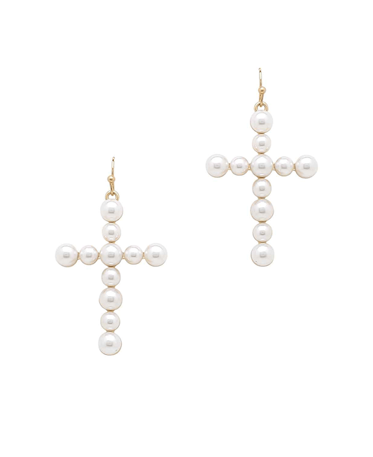 Pearl Cross Earring