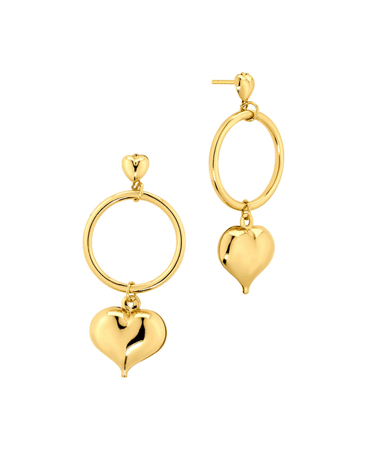 Metal Circle w/ Heart Post Earring