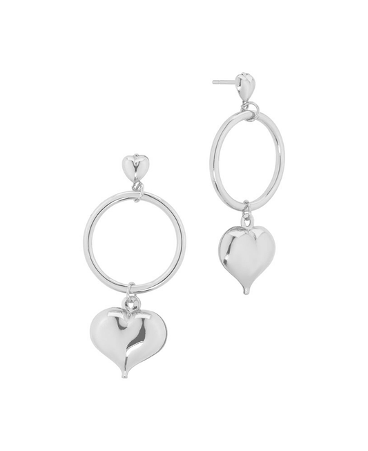 Metal Circle w/ Heart Post Earring