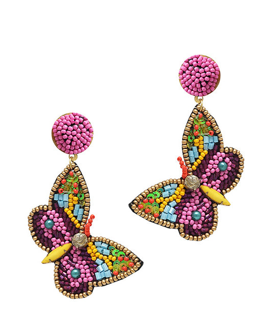 Butterfly Garden Seed Bead Earring