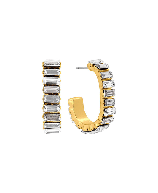 Metal w/ Glass Hoop Earring
